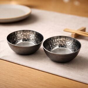 Hammered Stainless Steel Serving Bowls - Set of 2
